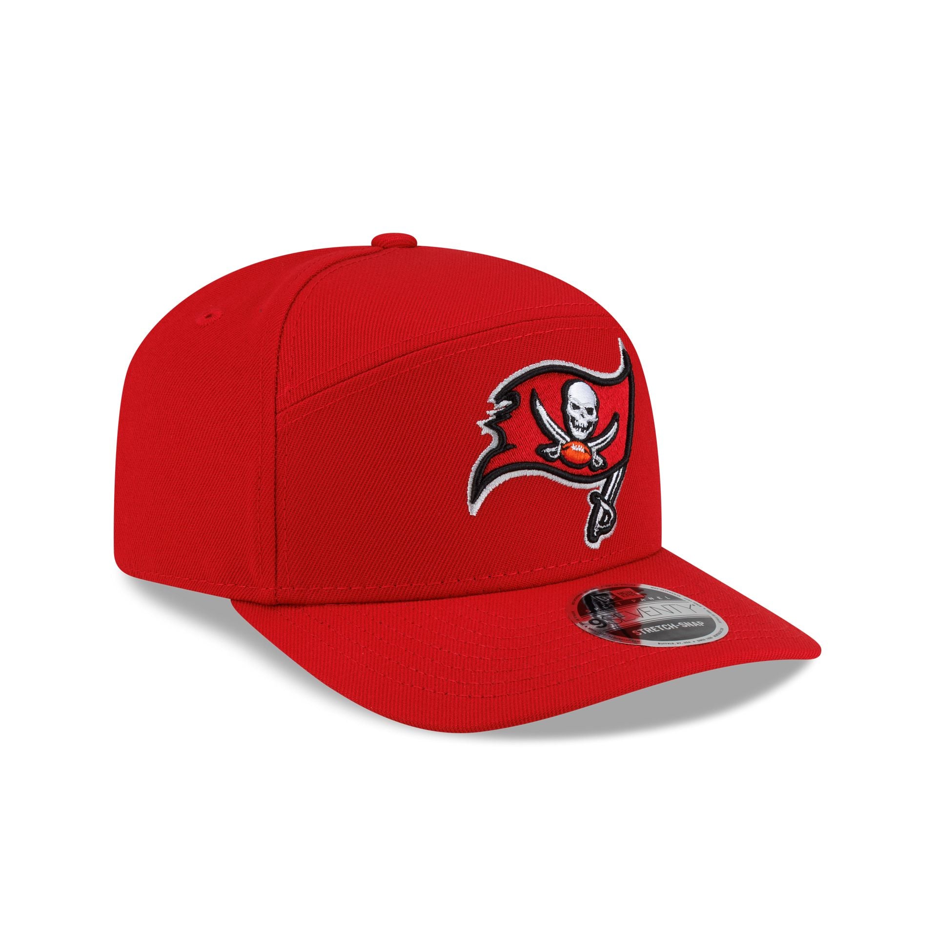Tampa Bay Buccaneers Poly Split Panel 9SEVENTY Stretch-Snap Hat - Image 3