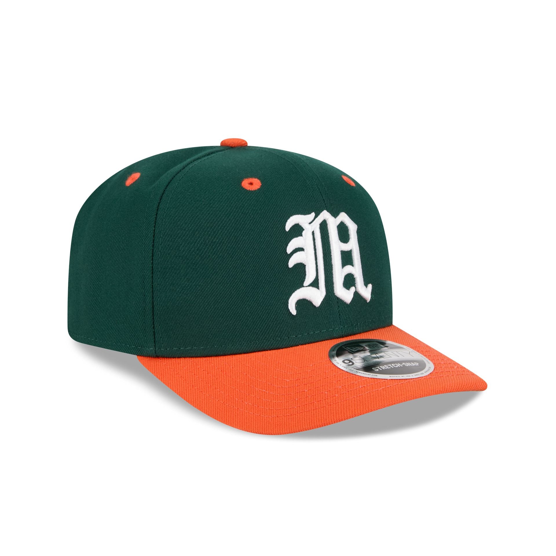 New Era x adidas Miami Hurricanes Dark Green 9SEVENTY Stretch-Snap Hat - Image 3