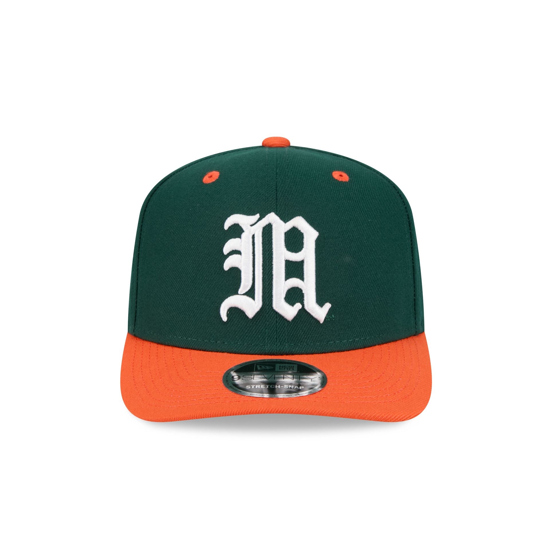 New Era x adidas Miami Hurricanes Dark Green 9SEVENTY Stretch-Snap Hat - Image 2