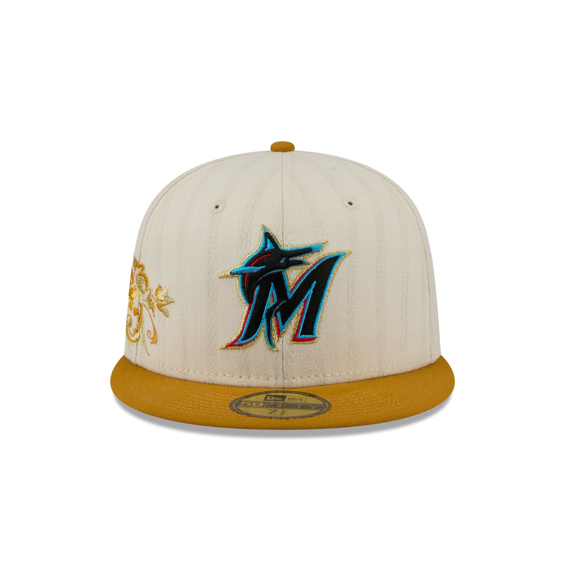 Miami Marlins Chrome Herringbone 59FIFTY Fitted Hat - Image 2