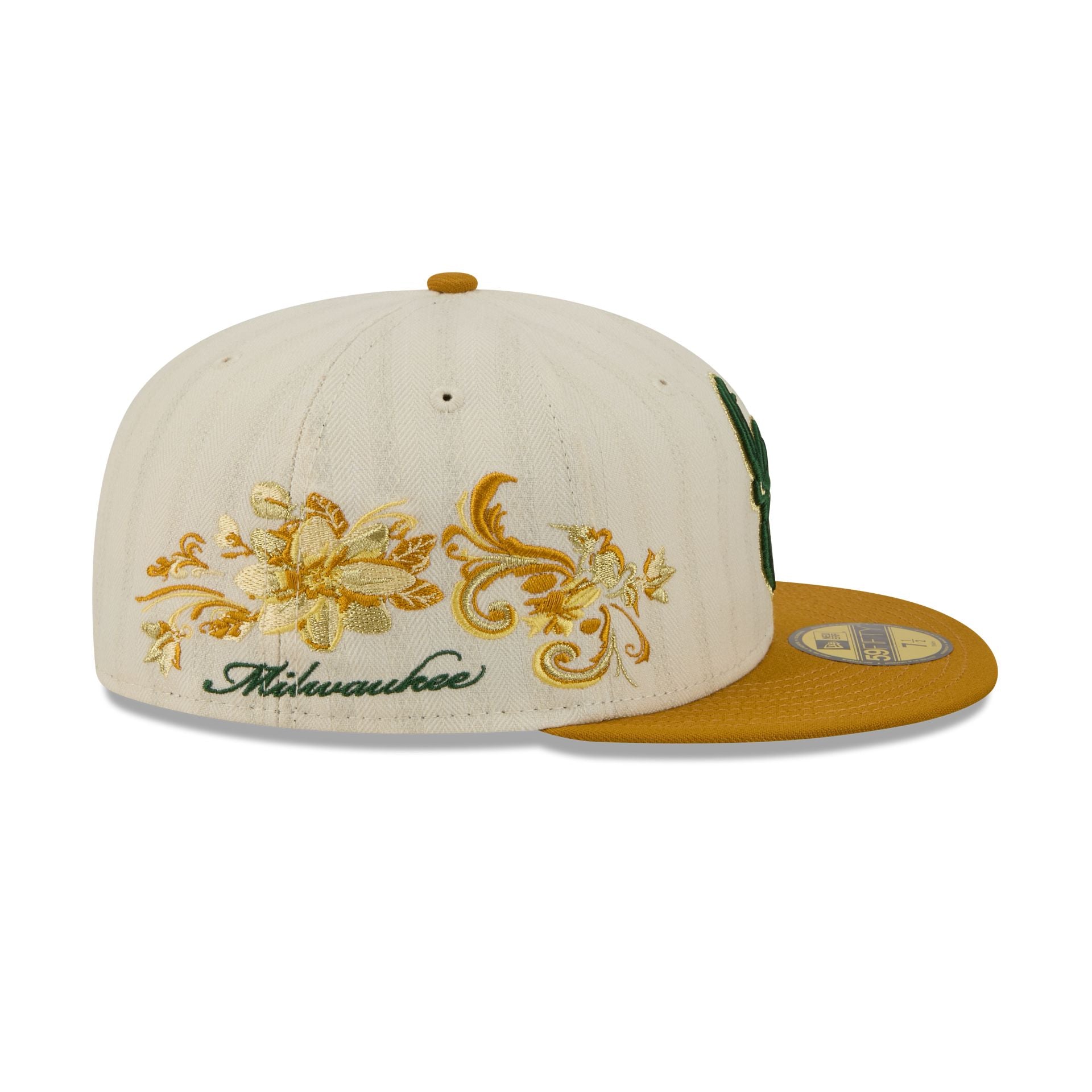 Milwaukee Bucks Chrome Herringbone 59FIFTY Fitted Hat - Image 4