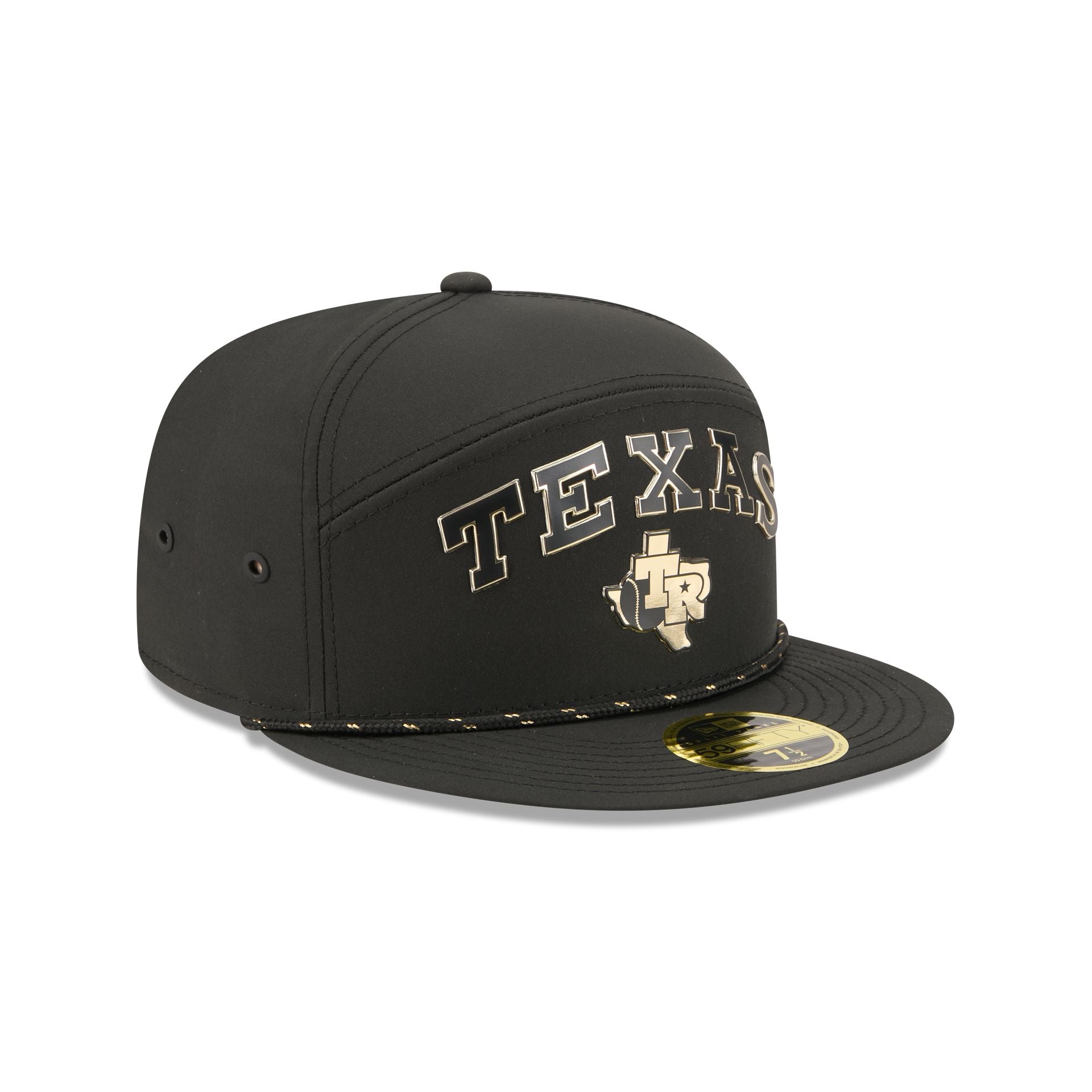 Texas Rangers Gold Logo Rope Split Panel 59FIFTY Fitted Hat - Image 3