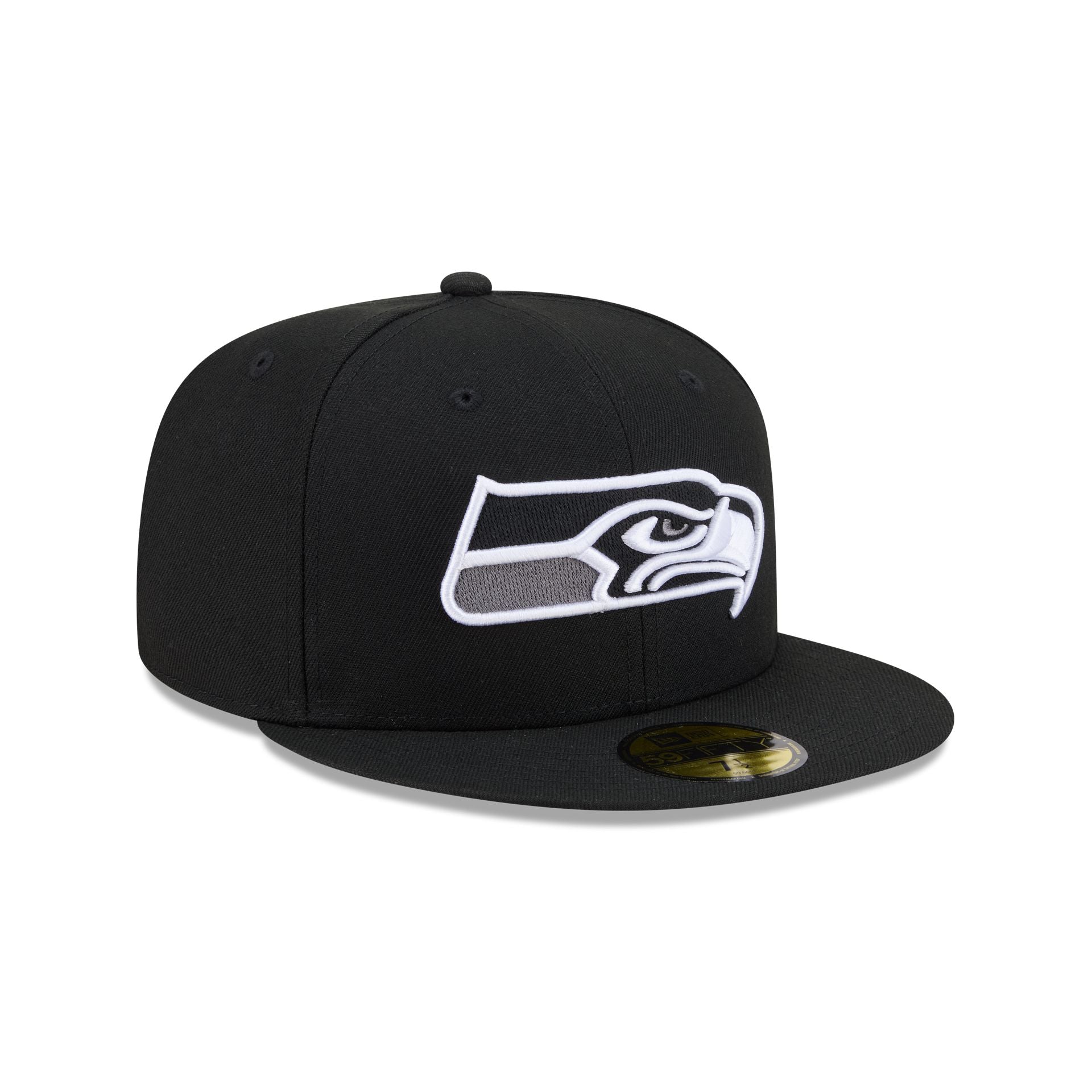 Seattle Seahawks Black and White Basic 59FIFTY Fitted Hat - Image 3