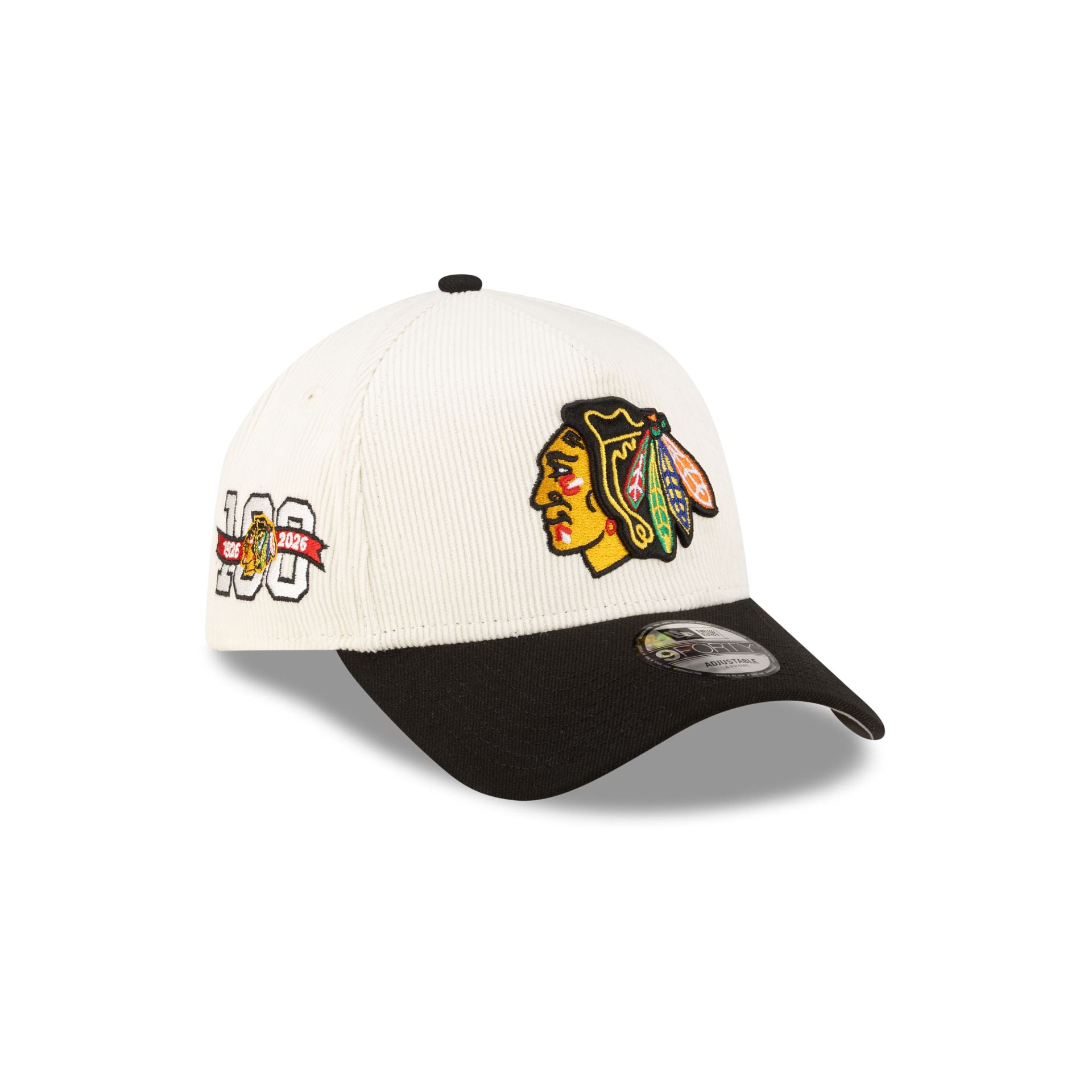 Chicago Blackhawks 100th Anniversary Chrome Corduroy 9FORTY A-Frame Sn