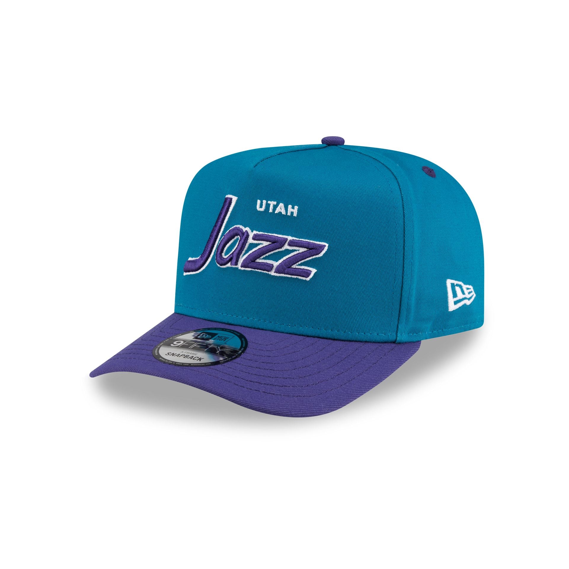 Utah Jazz Hardwood Classics 90s Script 9FIFTY A-Frame Snapback Hat - Image 3