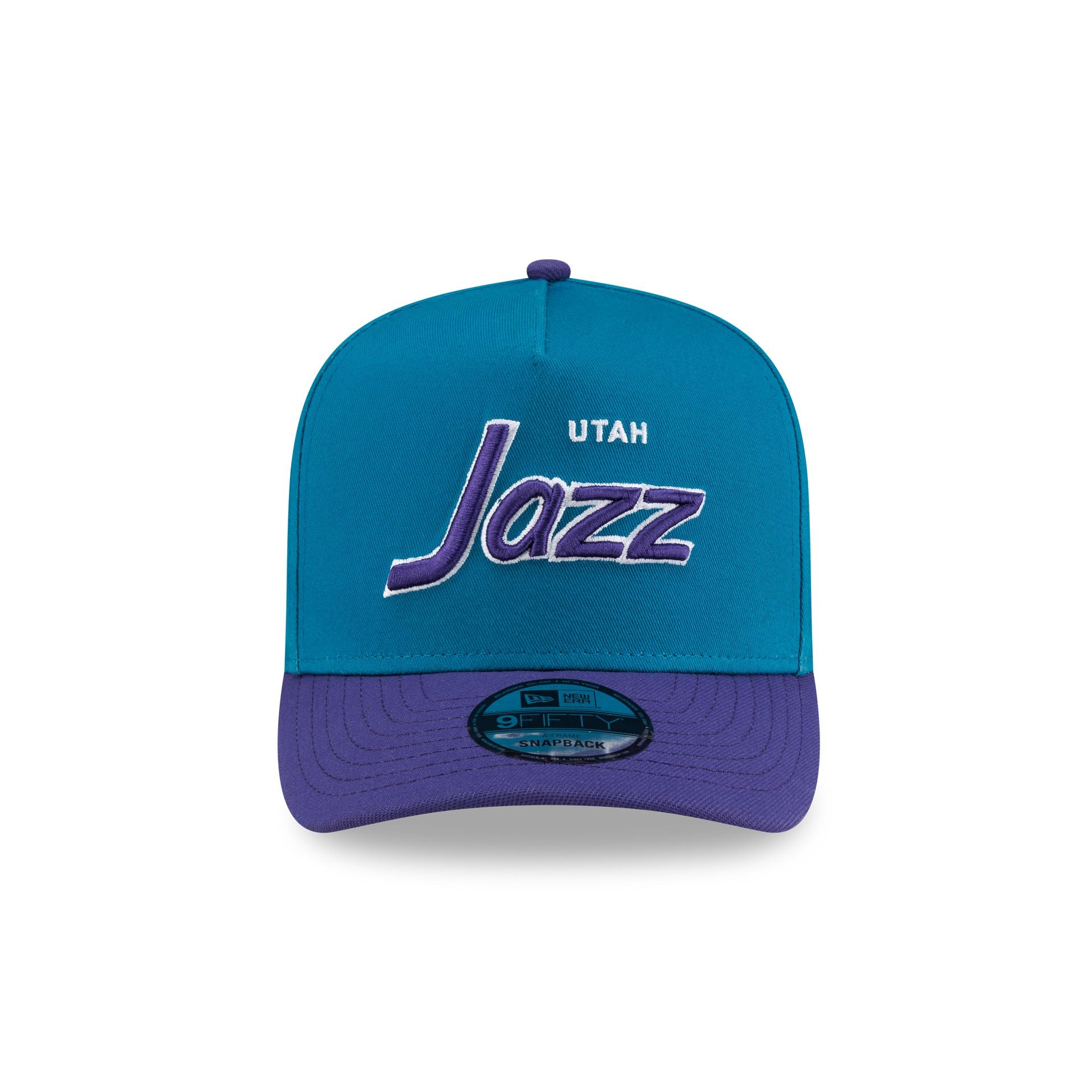 Utah Jazz Hardwood Classics 90s Script 9FIFTY A-Frame Snapback Hat - Image 2